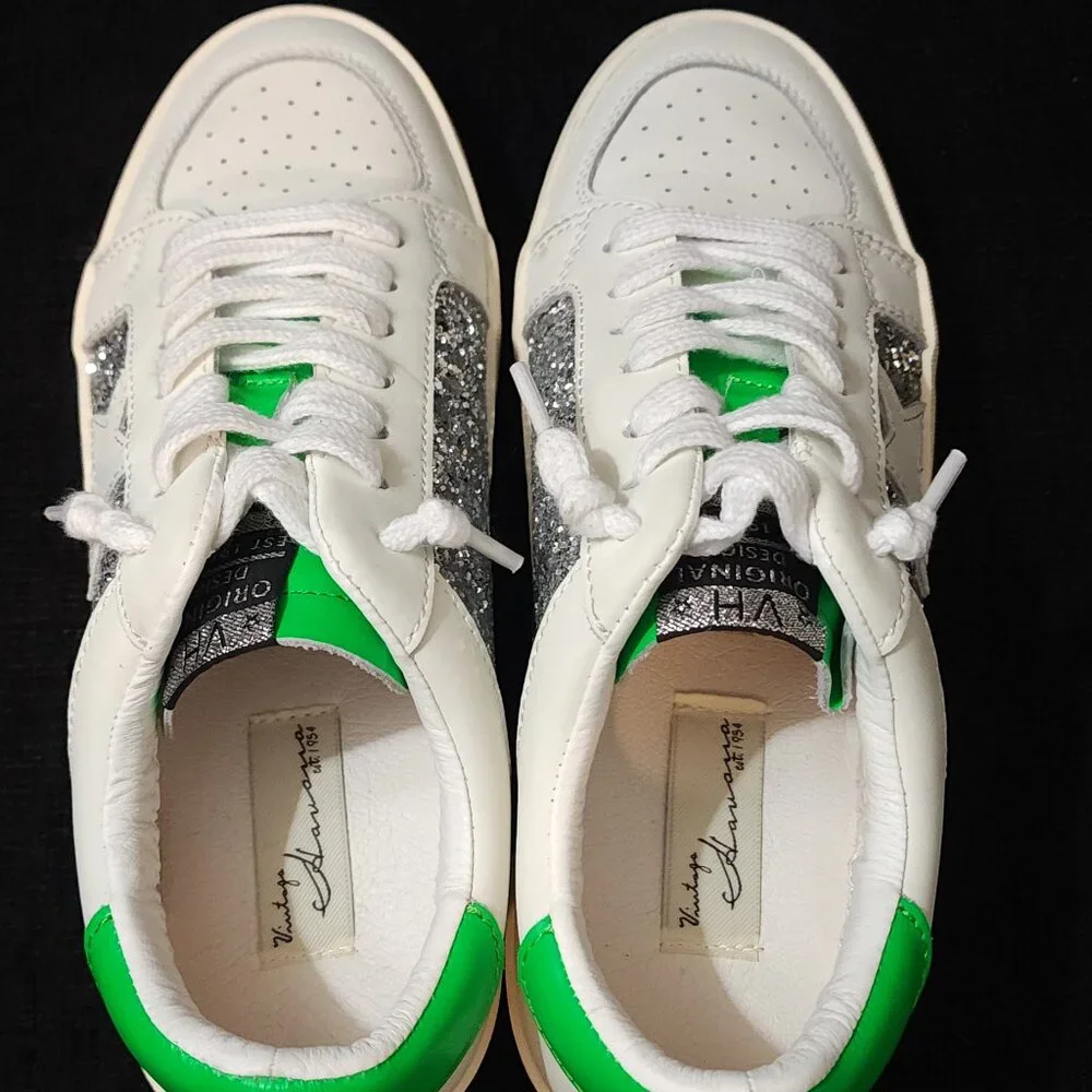 Vintage Havana Positivity 1 Green & White Sparkle Sneakers - Woman's Size 8 - Picture 5 of 11